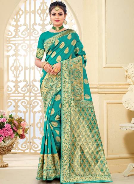 Sea Green Colour Santraj New Fancy Wear Latest Banarasi Silk Designer Saree Collection 1017